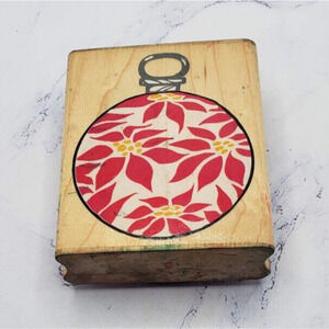 Rubber Stampede Posh Impressions Poinsettia Ornament Wood Mounted Rubber Stamp